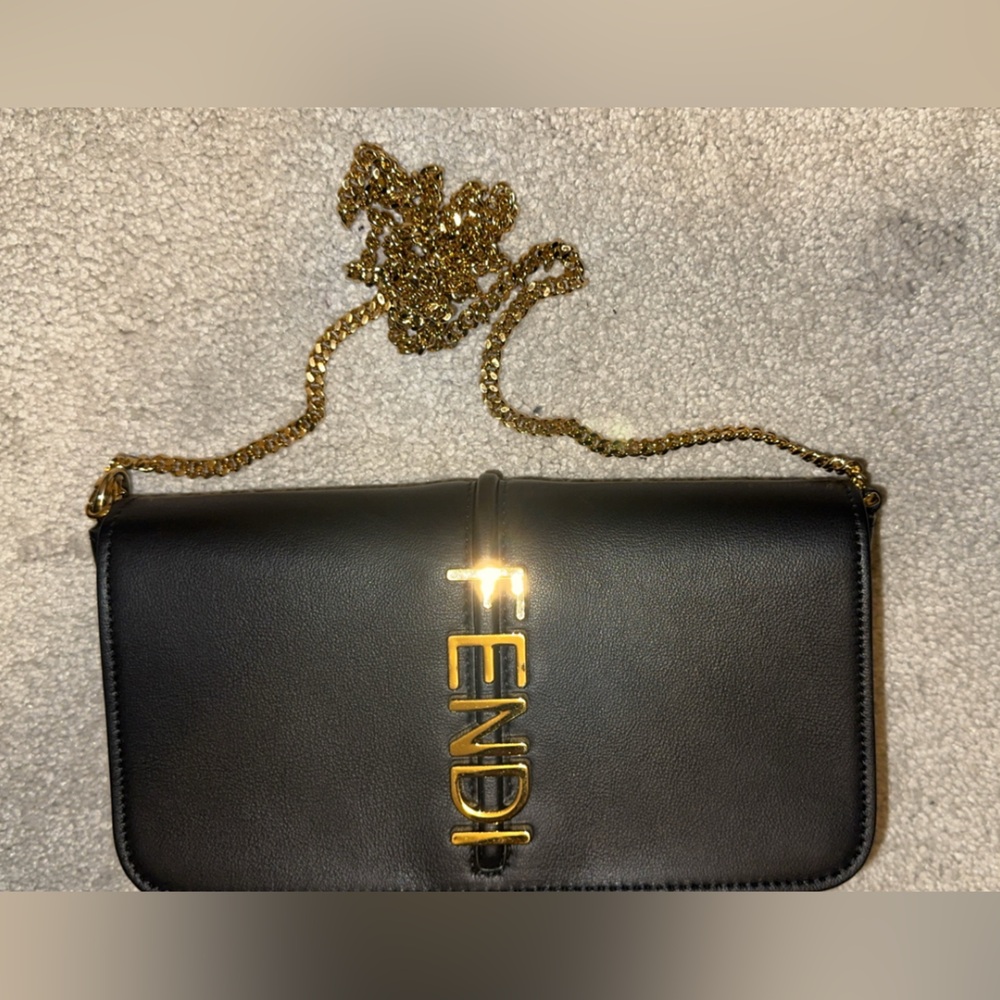 Fendi Black Wallet with Gold Chain - Picture 10 of 12